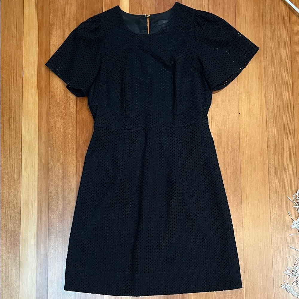 J. Crew Black Eyelet Mini Dress cotton XS
